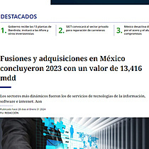Fusiones y adquisiciones en Mxico concluyeron 2023 con un valor de 13,416 mdd